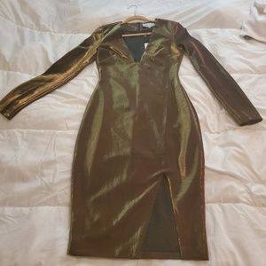 Shimmery Low Cut Midi Dress